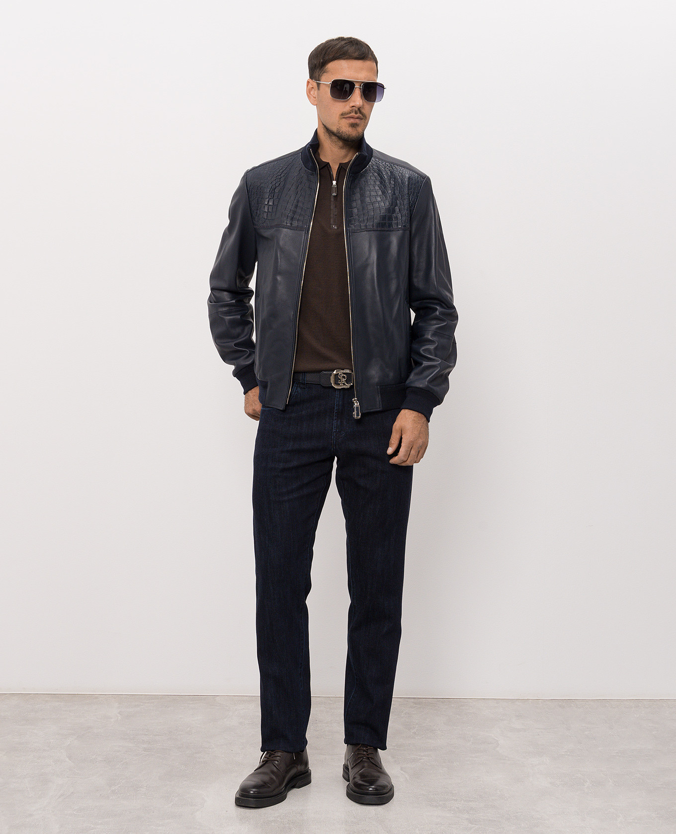 Brown wool and silk polo shirt with patch Stefano Ricci 2