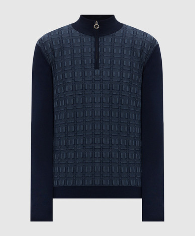Blue wool, cashmere and silk jumper