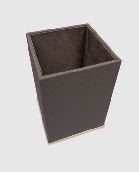 Treesseci Milano Brown Leather Wastebasket ML65ALX
