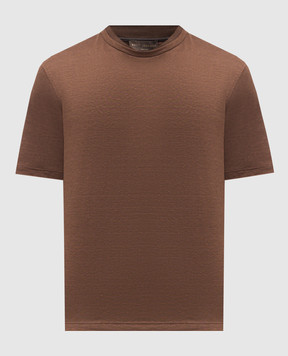 Brett Johnson Brown linen and silk T-shirt SS26J13JD609MOC
