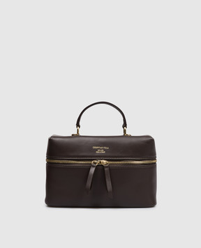 Christian Villa Brown leather bag with logo print 06300