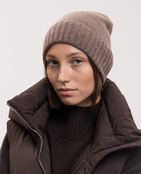 Allude Brown cashmere hat with lurex 26511273