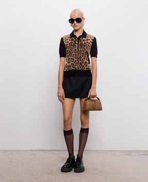 Dolce&Gabbana Leopard print wool and silk polo shirt FXZ06TJGMGS