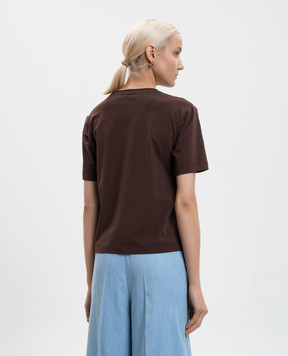 Twinset Brown T-shirt with logo print 261AP2163