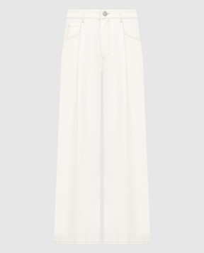 Peserico Ivory jeans with logo patch A04669TS07957