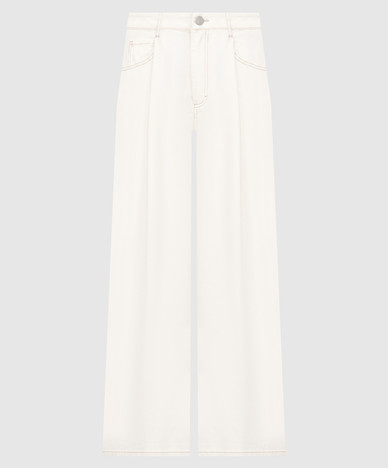 Ivory jeans with logo patch