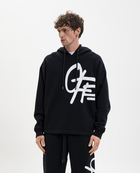 Off-White Black hoodie with contrast logo print 44MBB12MS26F007