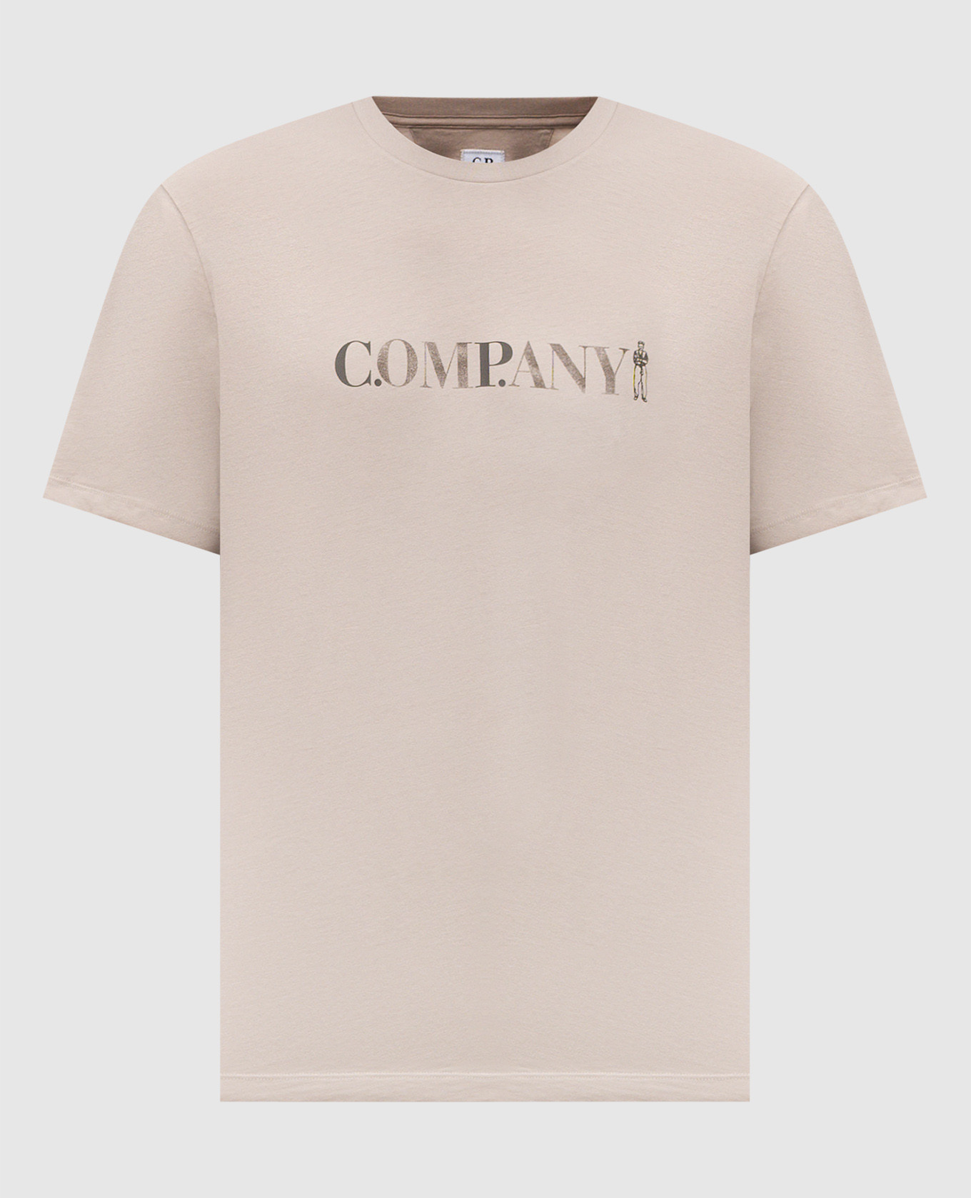 Beige T-shirt with emblem