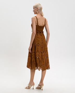 Charo Ruiz Brown Glimmer Midi Dress 263611