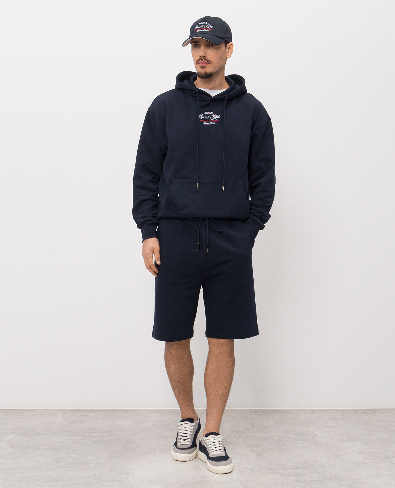 

Blue shorts with branded print Iceberg