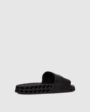 Stefano Ricci Black perforated sliders with textured logo UT50G777WY