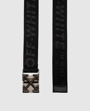 Off-White Black belt with woven logo pattern OWMRB03F26FB01