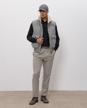 Brunello Cucinelli Dark gray wool and cashmere polo shirt M2400295