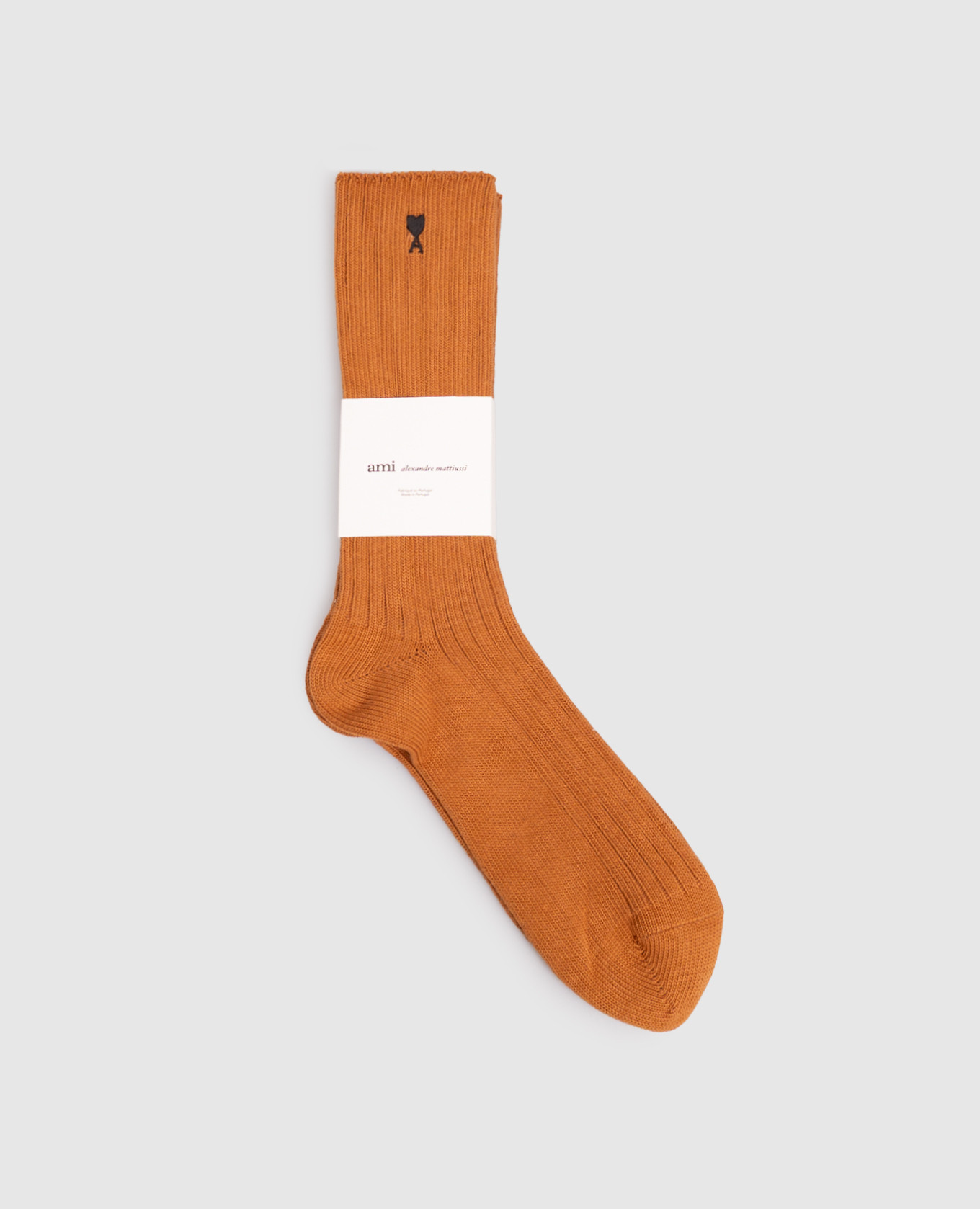 Brown socks with embroidered logo