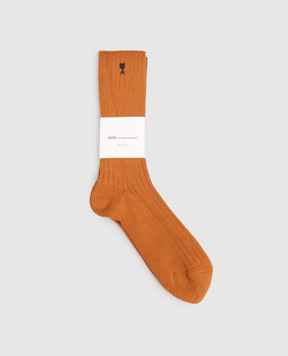 Ami Paris Brown socks with embroidered logo USC628AK0024w