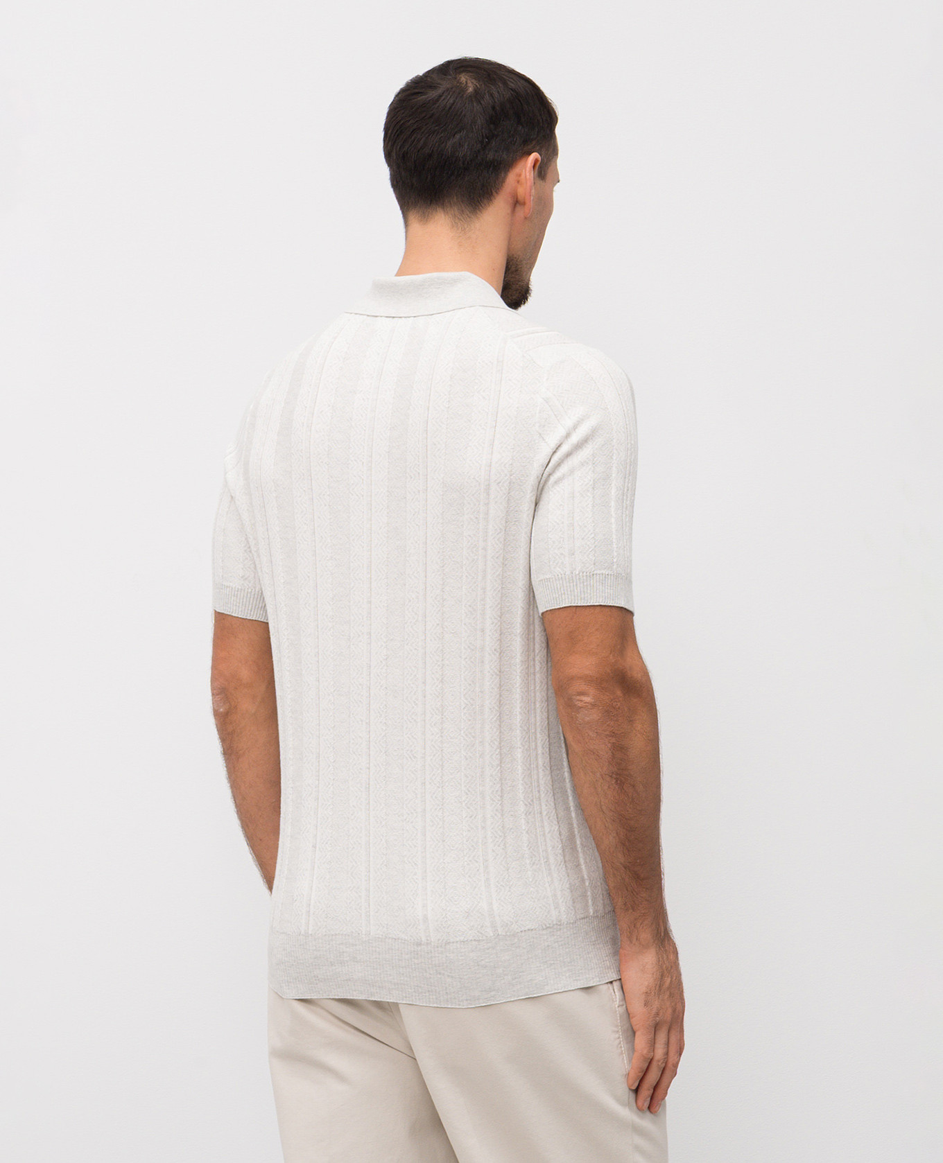 Gray polo shirt with pattern Brunello Cucinelli 4