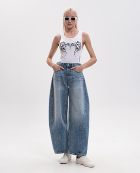 Vetements White ribbed T-shirt with print MH27TT214W