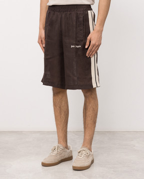 Palm Angels Brown linen shorts PMCB05CS26FAB001