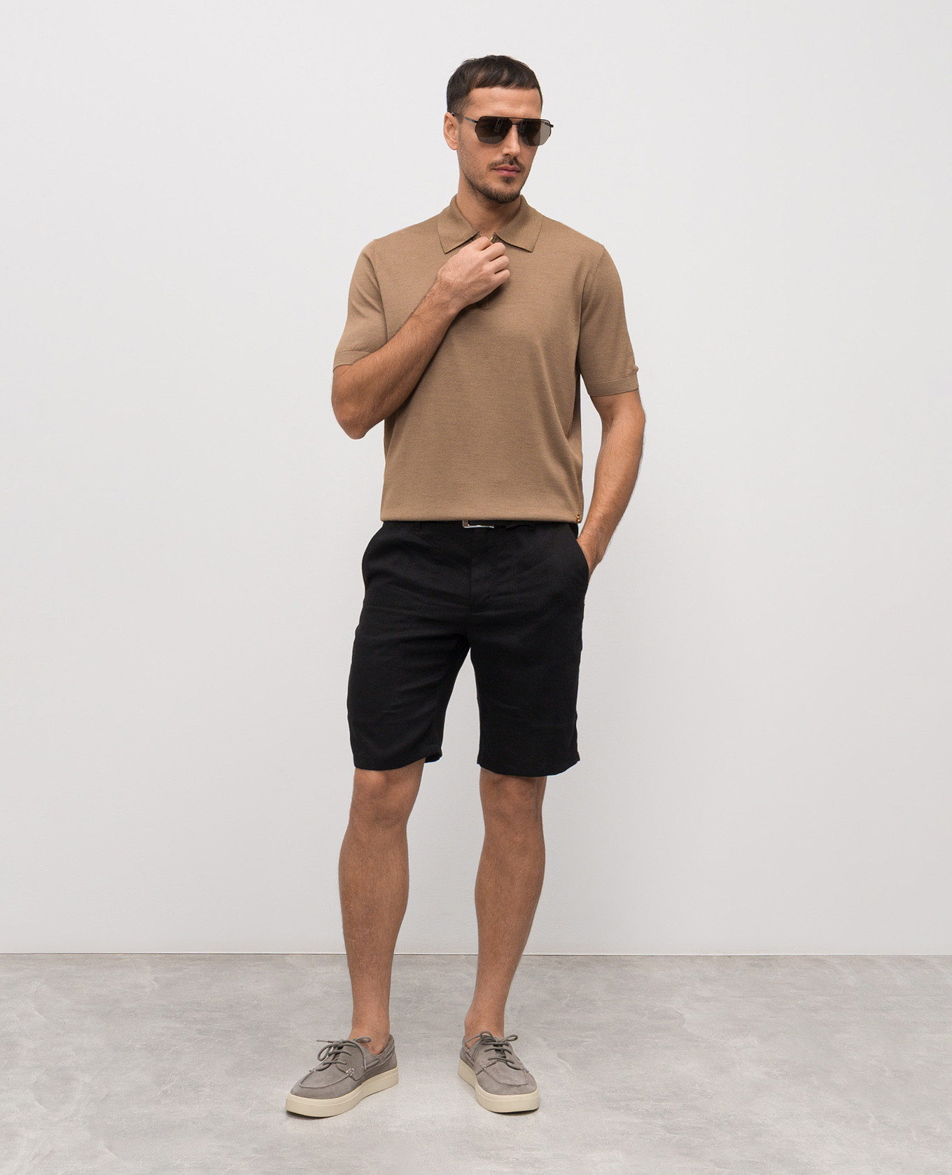 

Brown silk polo shirt with emblem Stefano Ricci