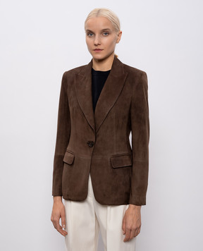 Brunello Cucinelli Brown nubuck jacket with monil chain MPCLF208X
