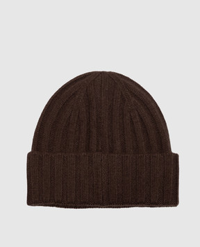 Castangia dal 1850 Brown ribbed cashmere hat CACHEMIREHAT