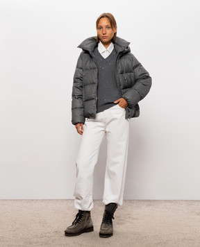 Peserico Gray down jacket with monil chain S24134D01945