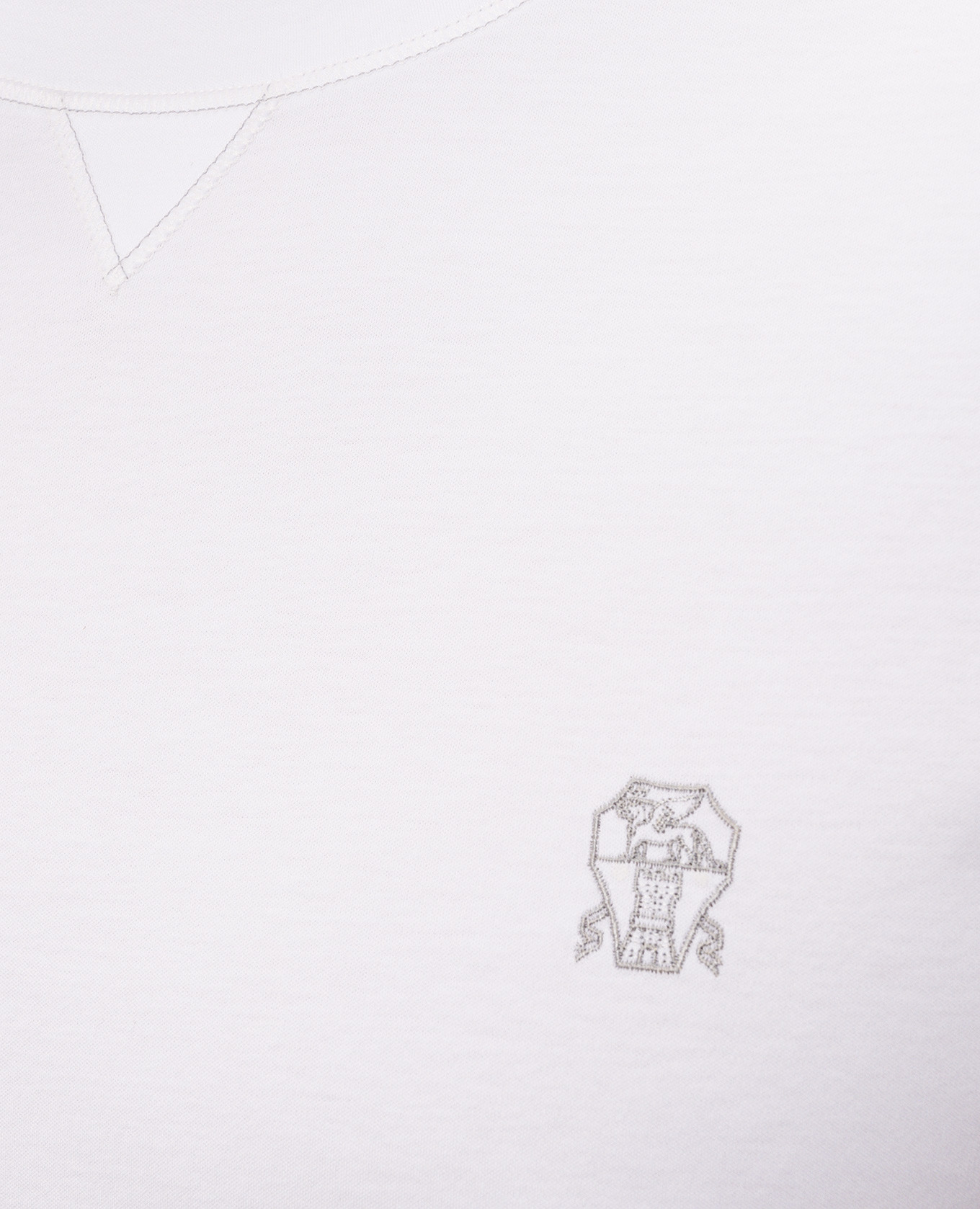 White cotton T-shirt with embroidered logo Brunello Cucinelli 5