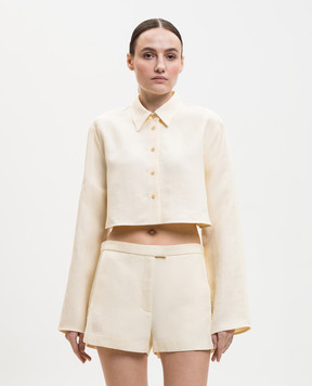 Khaite Fritz yellow cropped linen shirt 2464218