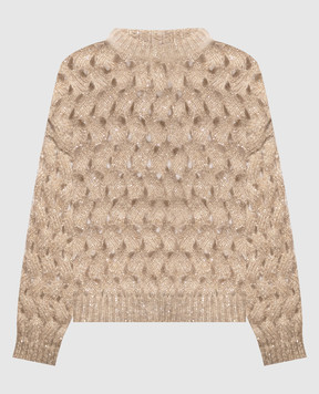 Brunello Cucinelli Beige openwork sweater with wool MNT347520