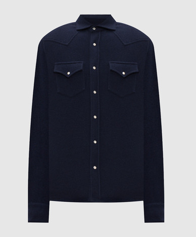 Blue shirt with cashmere