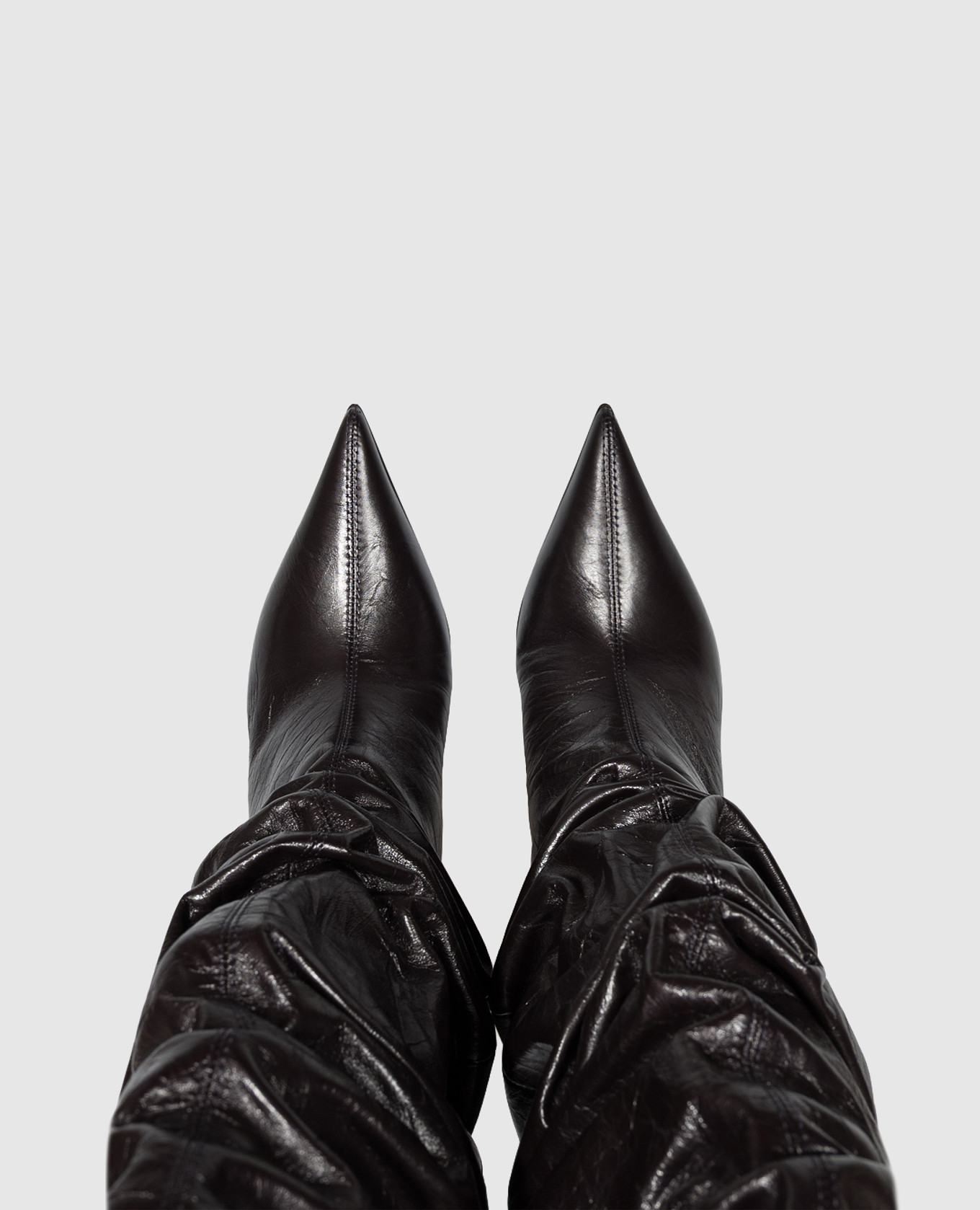 BELLA dark purple leather boots with drapery Le Silla 4