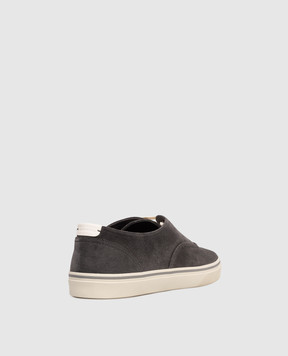 Brunello Cucinelli Grey suede sneakers with logo MZUPIGZ334
