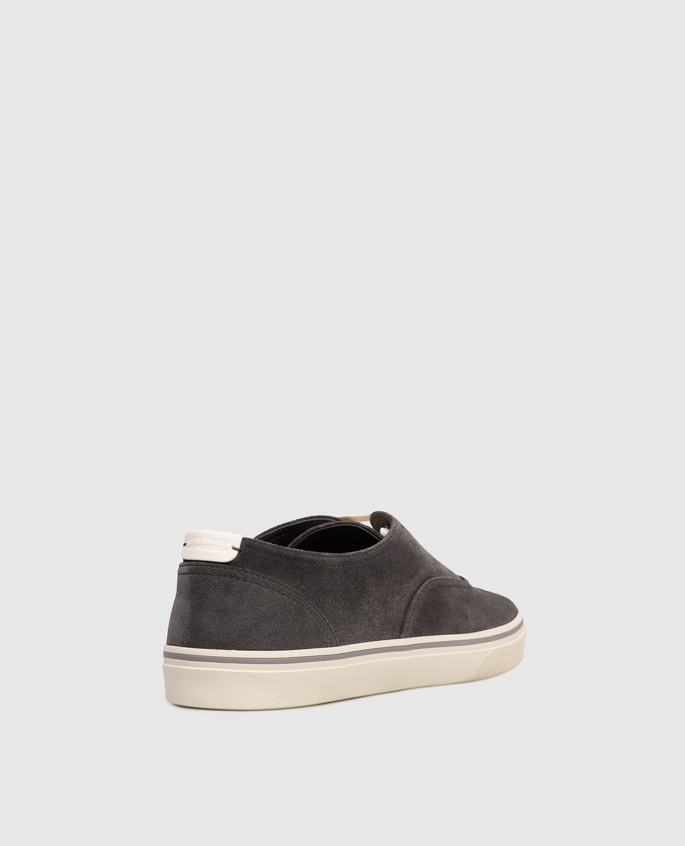 Grey suede sneakers with logo Brunello Cucinelli 3