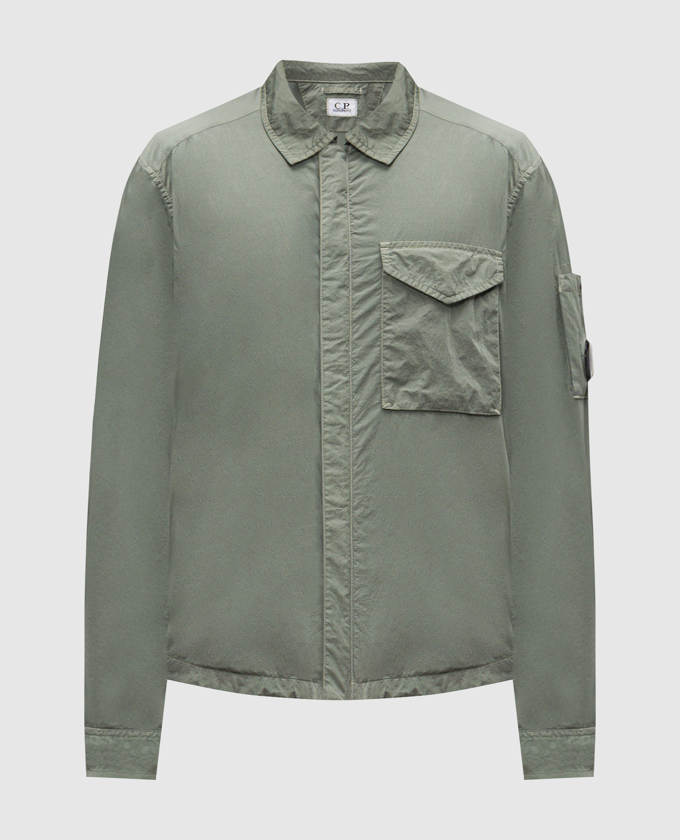 Green windbreaker with logo patch
