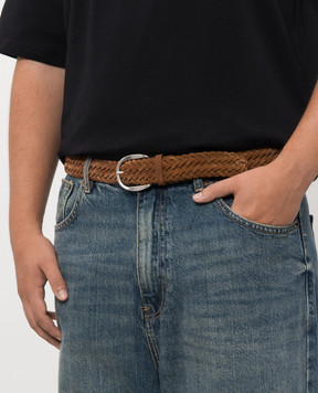 Orciani Brown suede Plot belt with weaving U08318SUP