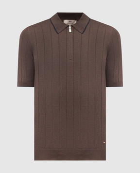 Enrico Mandelli Brown silk polo shirt 3K066A5675