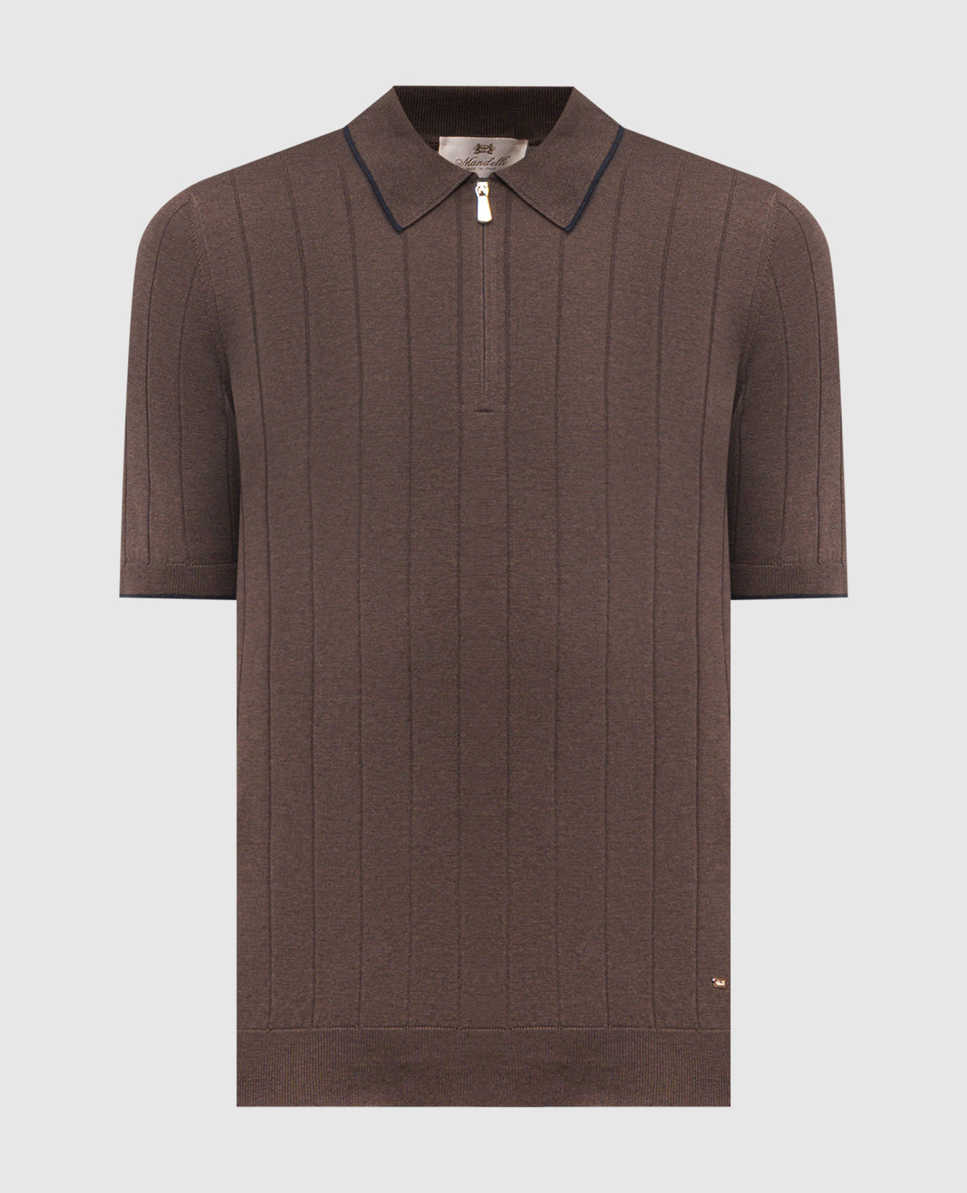 Brown silk polo shirt