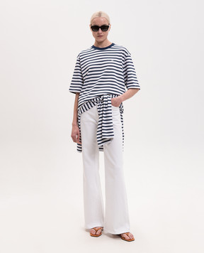 Ami Paris White striped T-shirt with embroidered logo UTS374JE0210