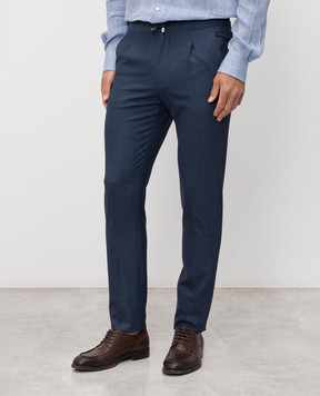 Enrico Mandelli Blue pants with wool, silk and linen GYM02B6043