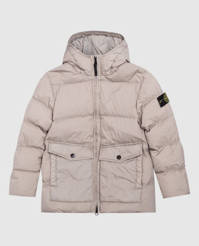 Stone Island Children's gray down jacket with logo patch L2S164100012S0A2314