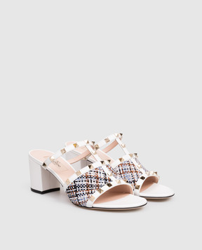 Valentino White Rockstud combo mules 8W0S0LT4EDX