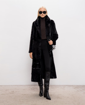 Simonetta Ravizza Black reversible fur coat Mila 125 R with mink fur F06CO209M5AR