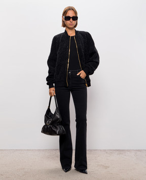 Balmain Black flared jeans with logo patch PA0000000026