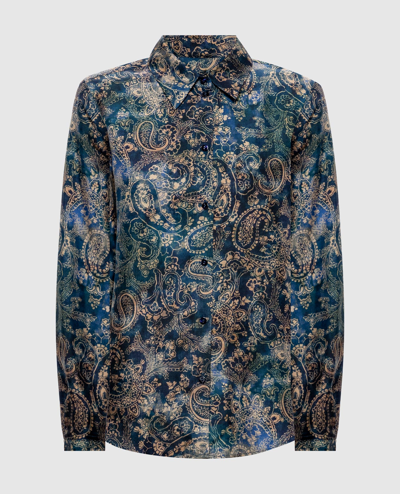 Blue Meudon silk blouse Momoni