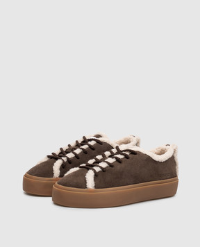 Inuikii Brown suede sneakers with fur 10010010242
