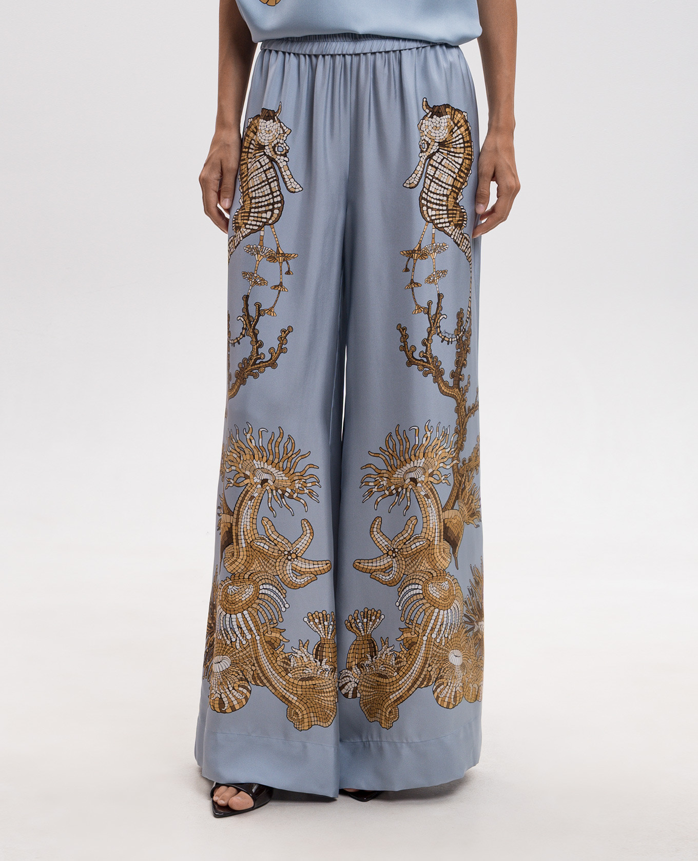 Oceania Placée blue silk palazzo La DoubleJ 3