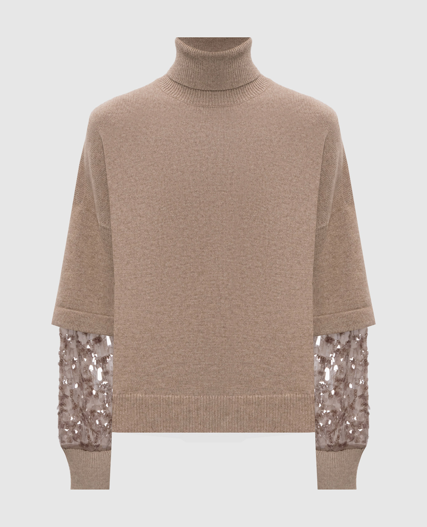 

Beige cashmere sweater with sequins Brunello Cucinelli