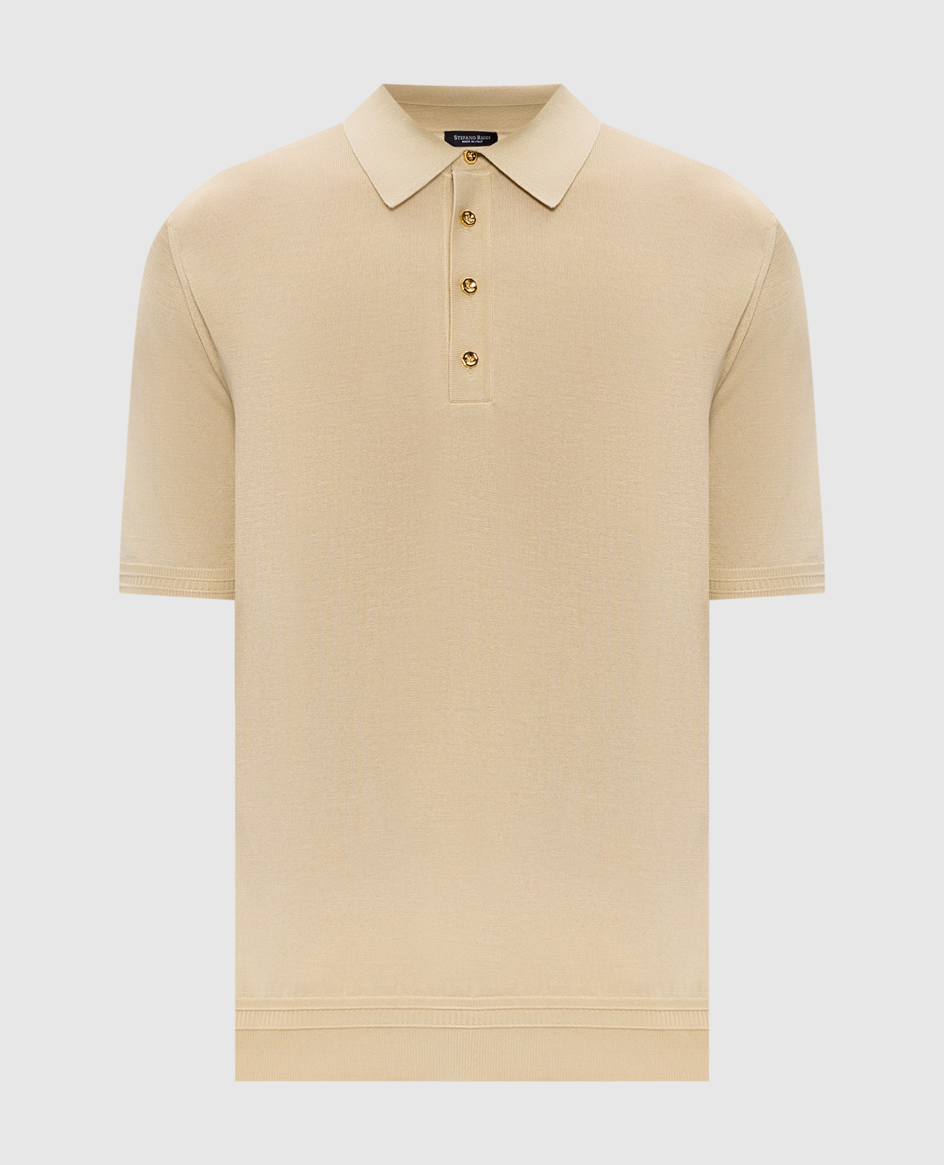 Yellow silk polo with monogram logo