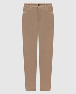 Brunello Cucinelli Beige jeans with logo patch MB057P5319