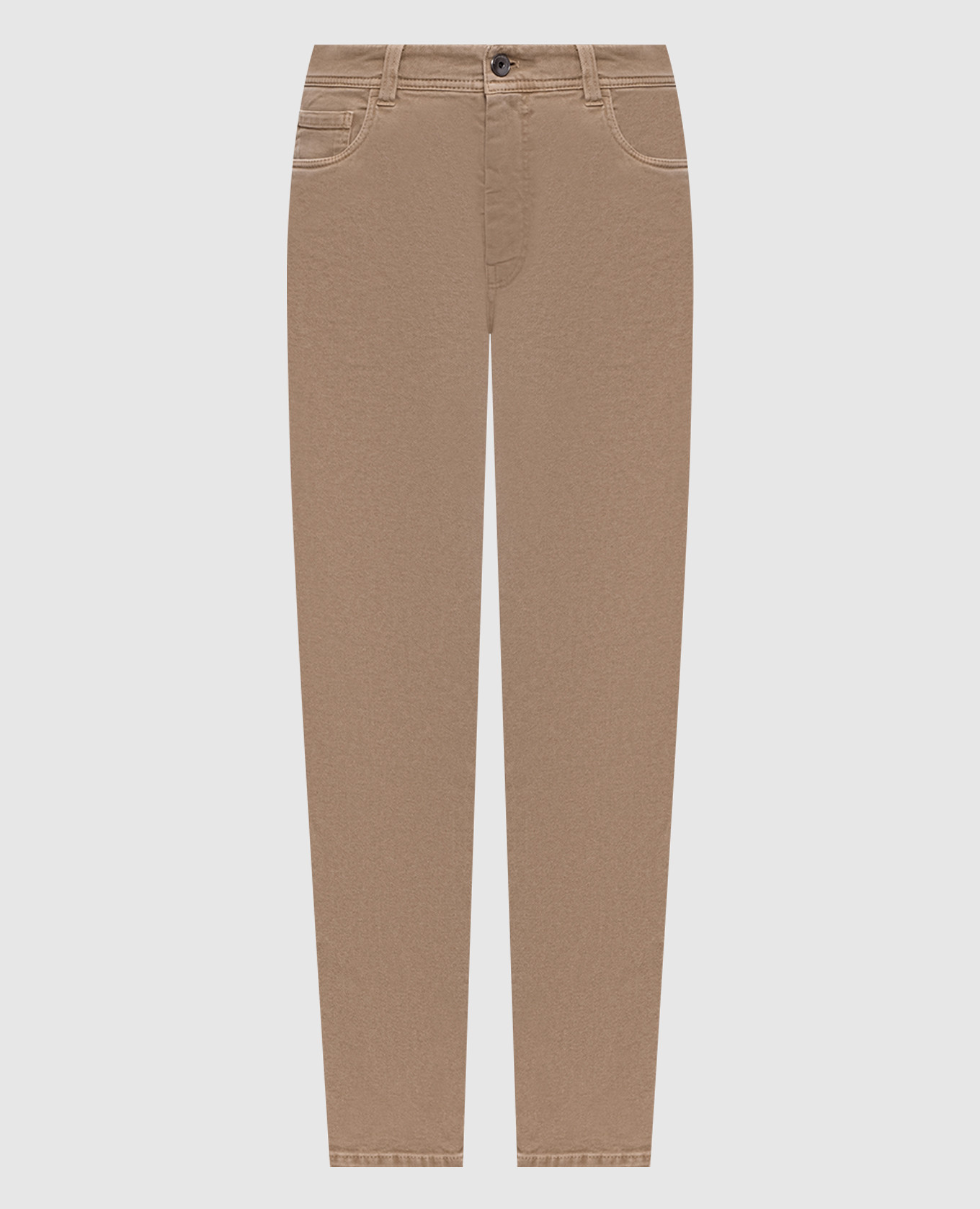 Beige jeans with logo patch